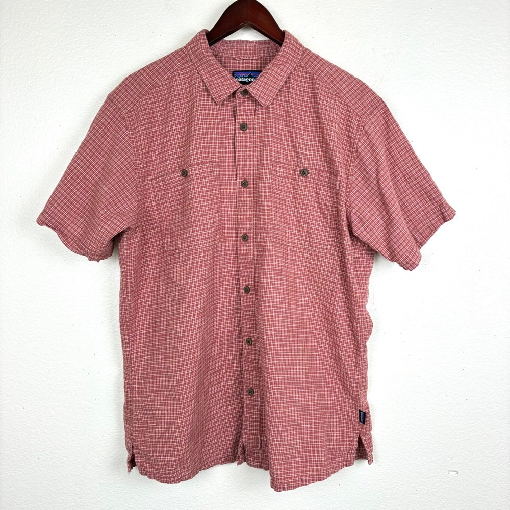 Patagonia Mens Buton Down Shirt Sz L Hemp Organic Cotton Plaid  Preppy Casual
